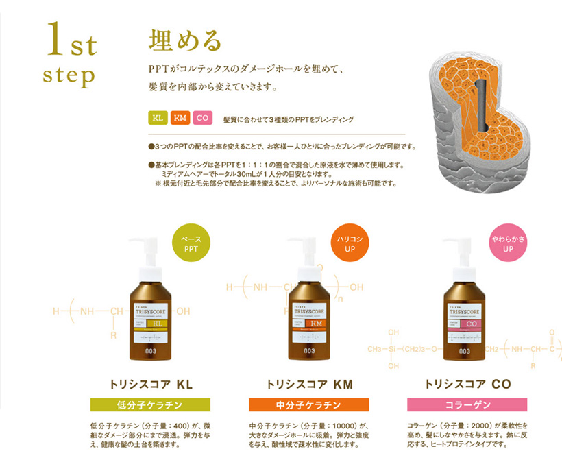 step1 毛髪再生トリートメント（トリシスコア